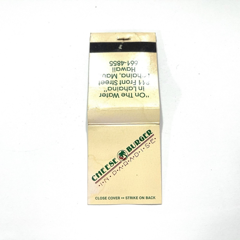 Full Matchbook Cheese Burger Paradise Lahaina Maui, Hawaii